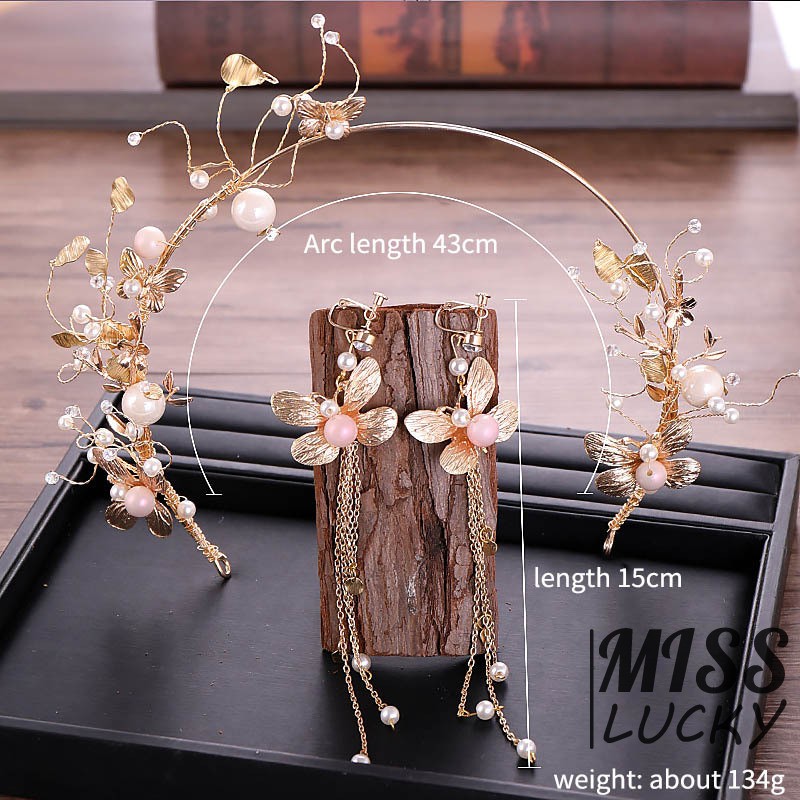 Phụ kiện cài tóc hình bướm / ngọc trai giả sang trọng cho cô dâu