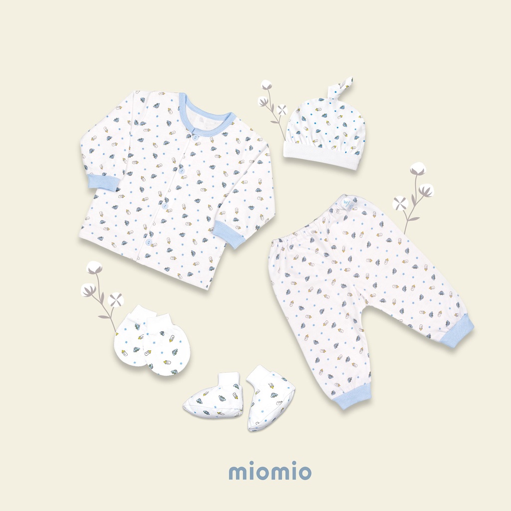 Set 5 Món Đồ Dài Sơ Sinh MIOMIO - In Hình Cho Bé Trai, Bé Gái (Từ 0-3M), Vải Cotton