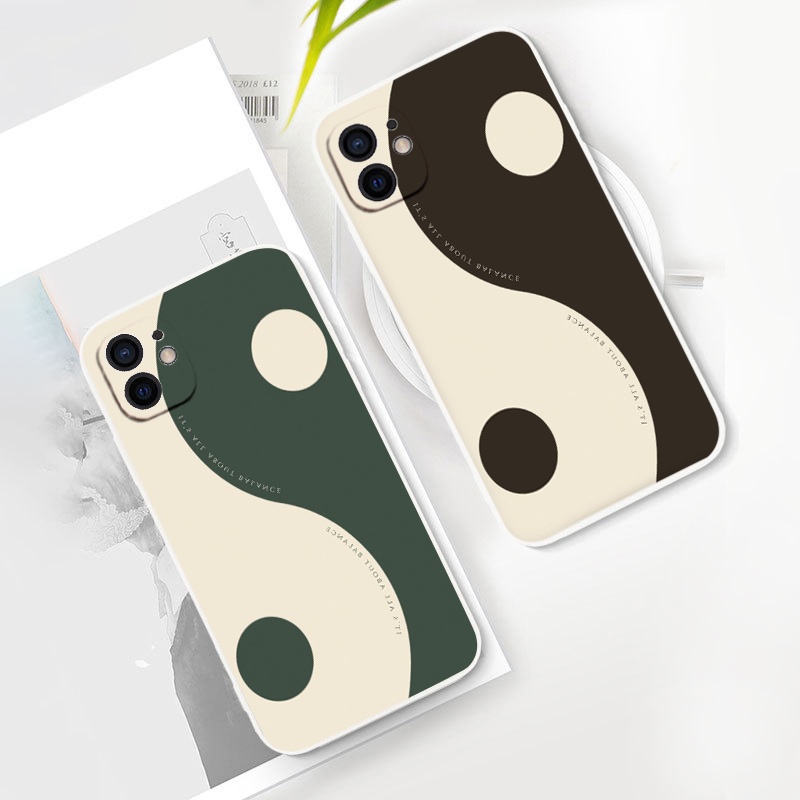 Ốp iphone - Ốp lưng iphone cạnh vuông 2 thái cực dành cho ip 6 đến 14promax - ng093