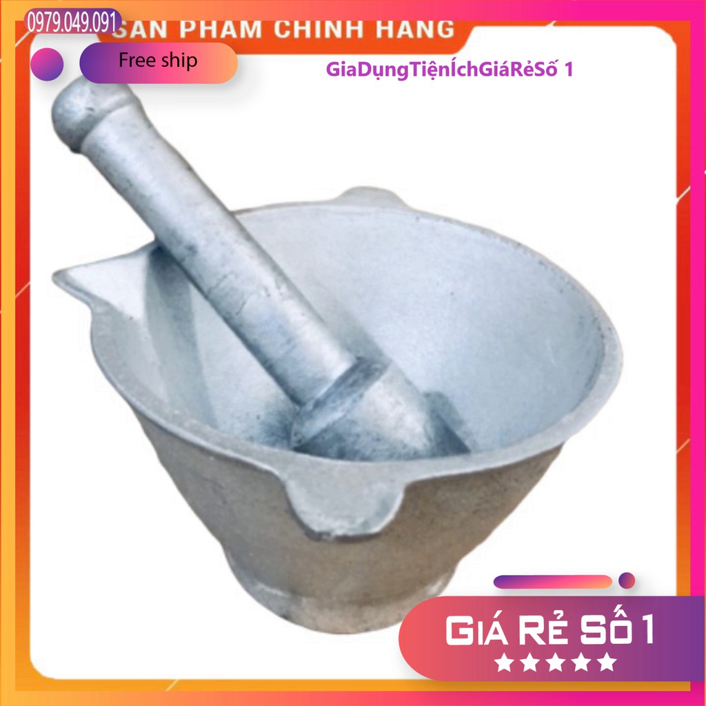 Bộ Cối Chày Gang Nguyên Khối Hàng Đẹp Dầy Dặn Miệng 15-17cm ⚡️⚡️⚡️⚡️⚡️
