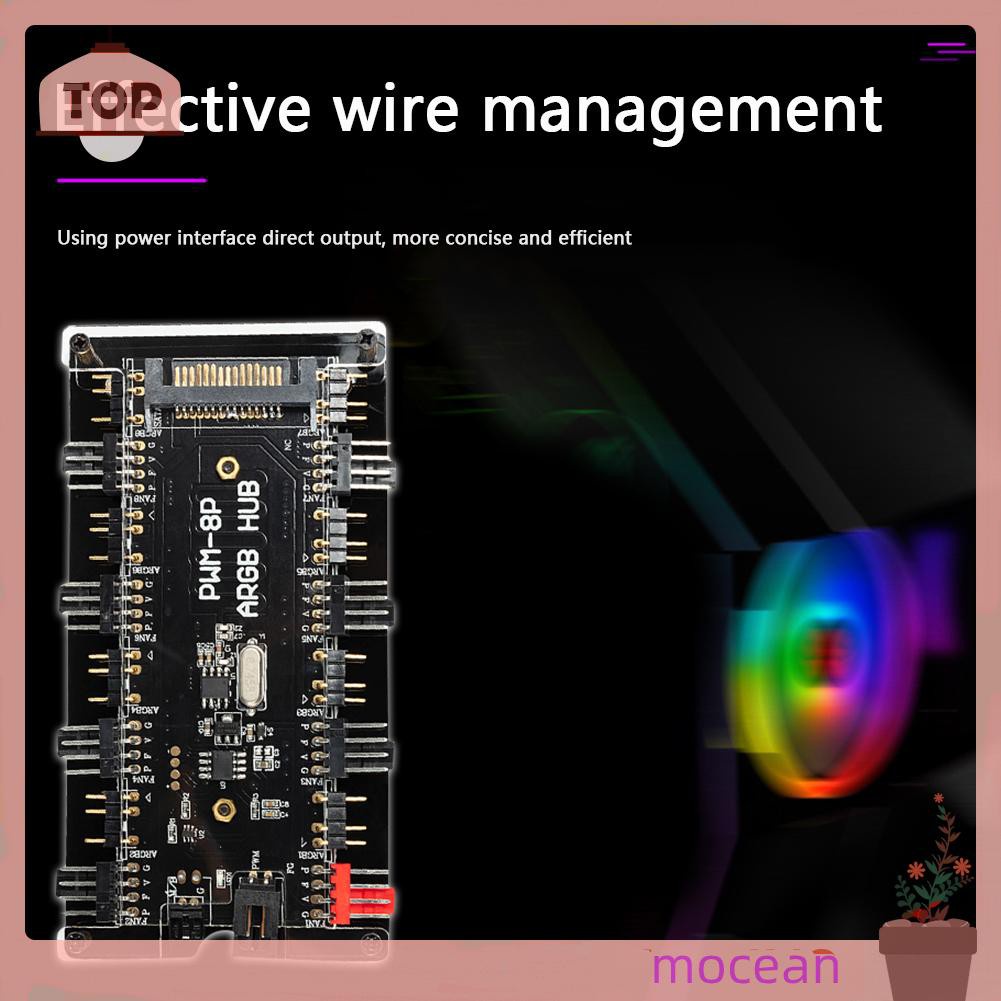 Bộ Chia Nguồn Sata 1 Sang 8 Quạt 12v 4 Pin Pwm Argb