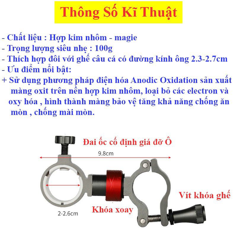 Bộ 2 pat Ô, Dù câu cá chất liệu hợp kim nhôm magie cao cấp gẳn ghế tiện lợi LK-16