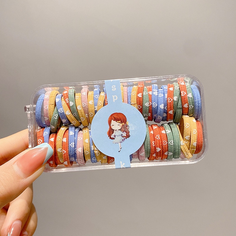 Set 60 / 90 Dây Buộc Tóc Cao Su Màu Kẹo Ngọt Không Đau Dễ Thương Cho Bé Gái