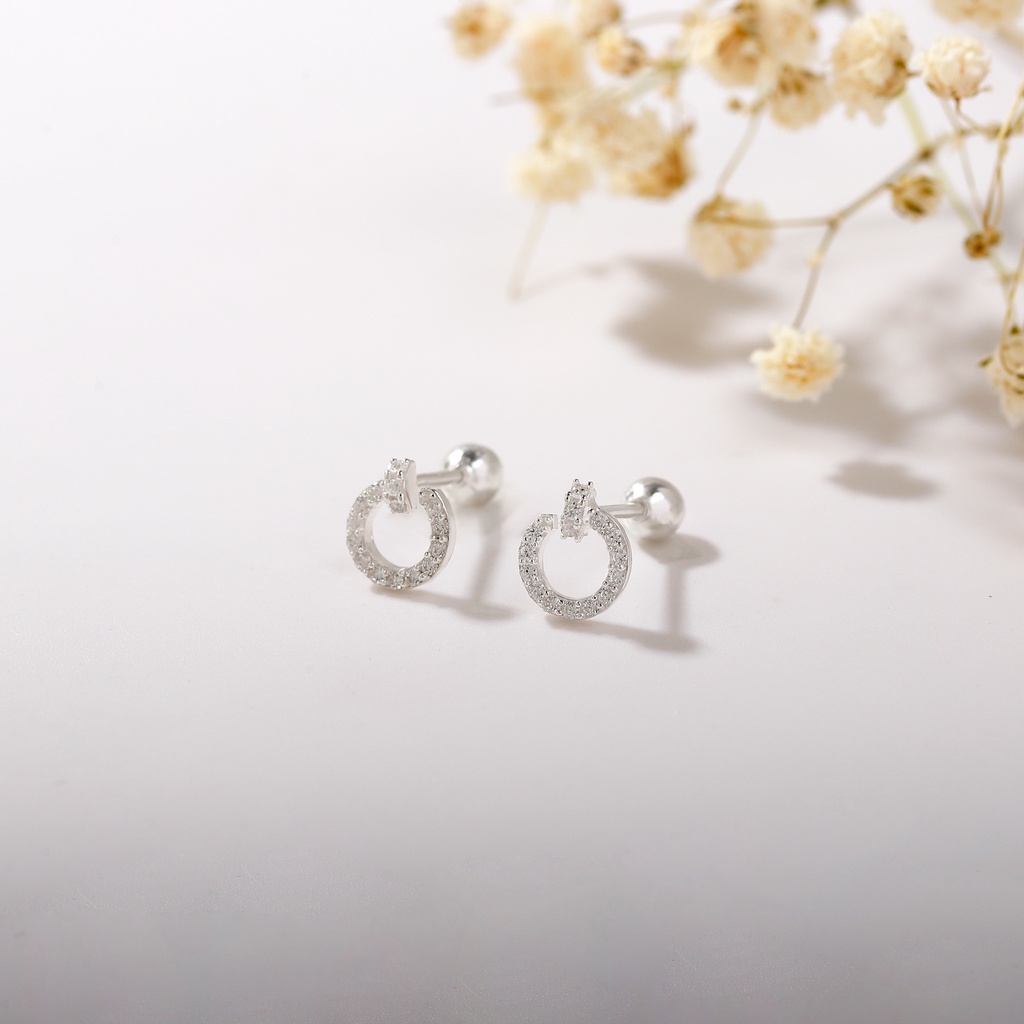 Bông tai bạc chữ Q gắn đá CZ sáng lấp lánh BTB37 Bảo Tín Mạnh Hải