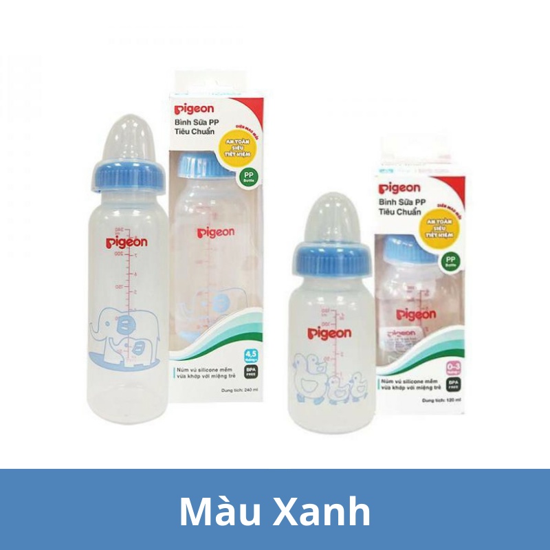 Bình Sữa Pigeon Nhựa PP Cổ Chuẩn (Cổ Hẹp) Loại 120ml &amp; 240ml