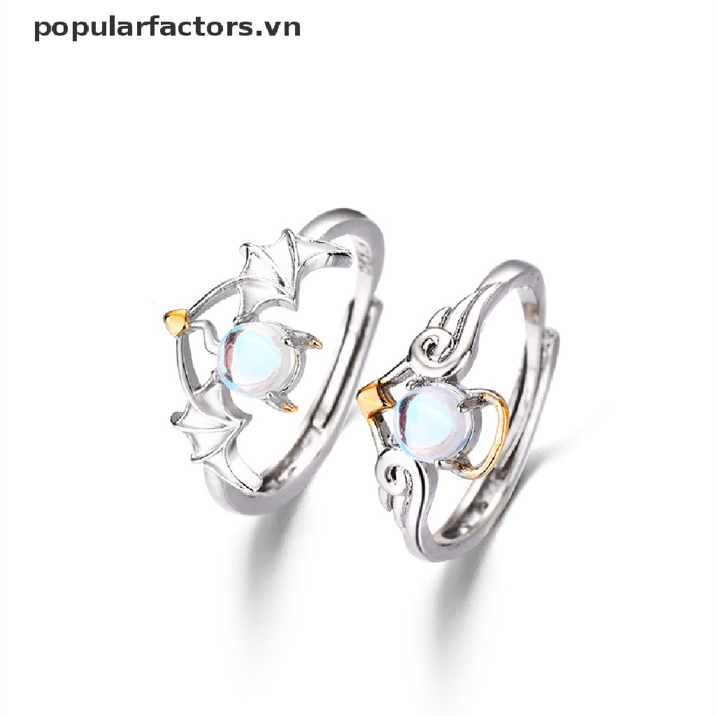 [Phổ Biến] Nhẫn Cặp Đôi Mới 2022 Đính Đá Mặt Trăng Màu Bạc Cho Nam Và Nữ