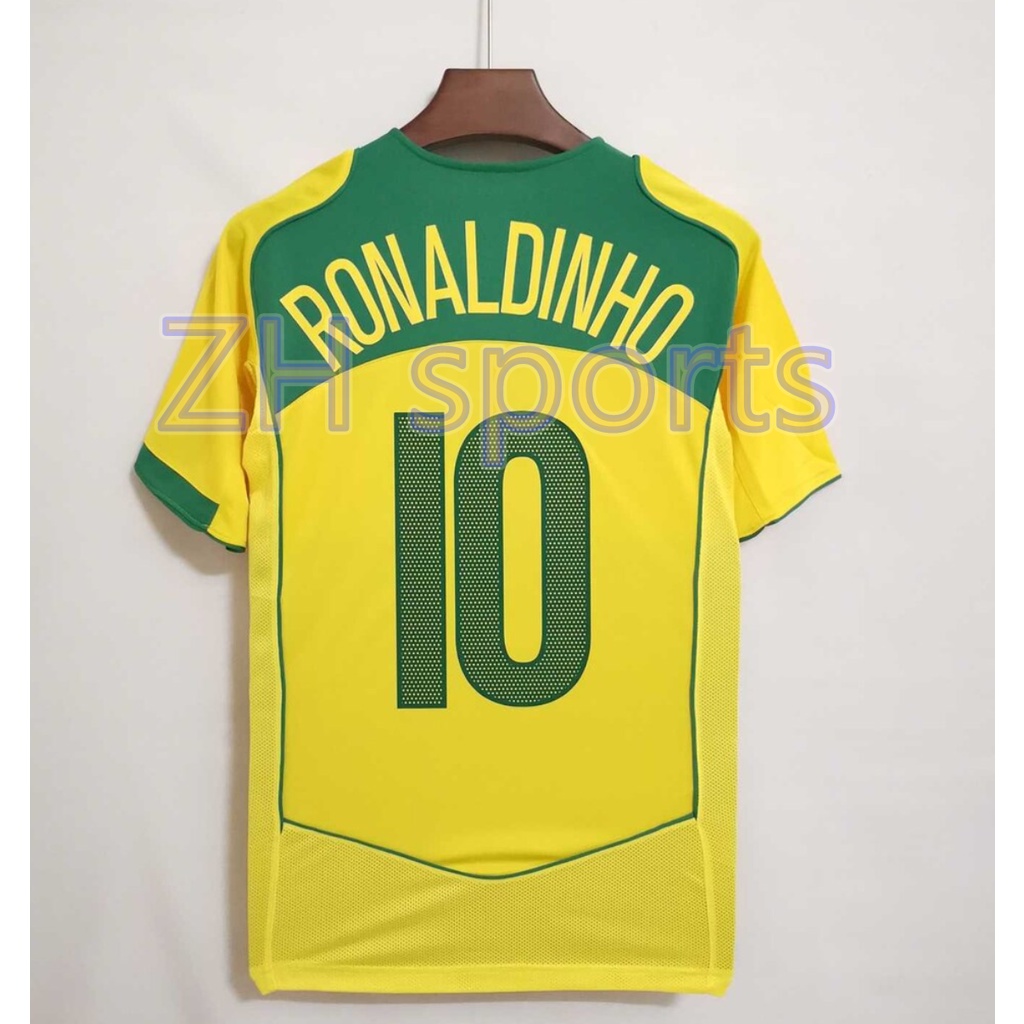 Áo Thun Bóng Đá Số 04 Brazil Số 8 RONALDO 9 RONALDO 10 2004