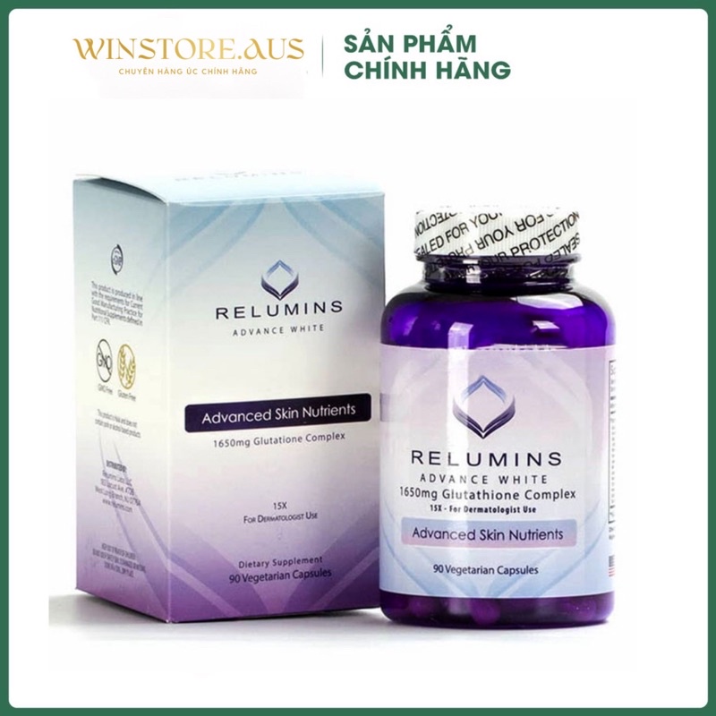 Viên Uống Trắng Da Relumins Advance White 1650mg Glutathione Complex 90v Của Mỹ