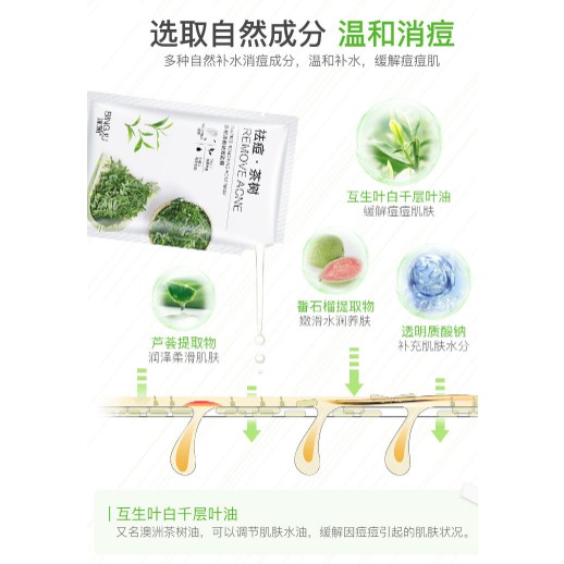 Mặt nạ trà xanh BingJuTea Tree Removing Acne Mask