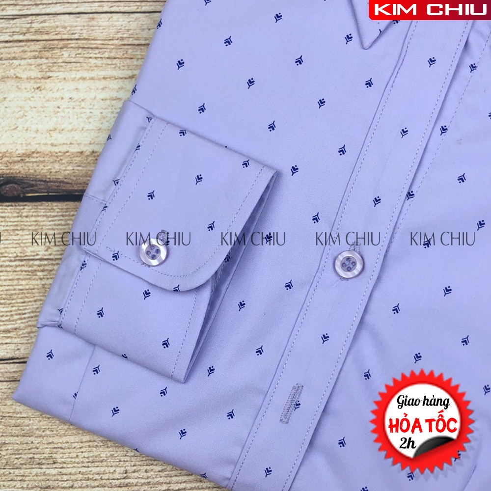 Áo Sơ Mi Nữ Công Sở Họa Tiết Cây Thông Nhí Màu Tím, Form Mai An Tay Dài Vải Kate Ý Đẹp Ít Nhăn Giãn Nhẹ. SMTD01