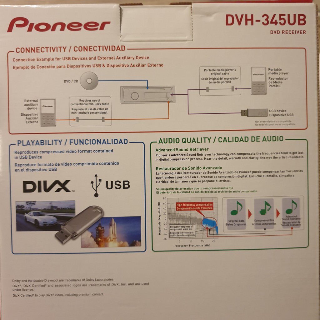 Pioneer DVH-345UB Đầu đọc DVD với Radio FM/MP3/WMA/USB Car Audio Player