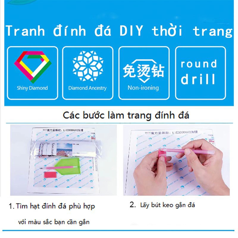 Tranh đính đá toàn bộ tự làm-Tranh phong cảnh thiên nhiên hoa sen