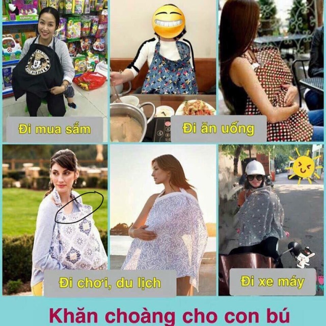 (ĐƯỢC CHỌN MẪU) Khăn choàng che bé bú