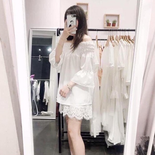 [Mã FAMAYWA giảm 10K đơn 50K] Áo kiểu nhúng nơ ngực mặt được hai kiểu màu trắng | BigBuy360 - bigbuy360.vn