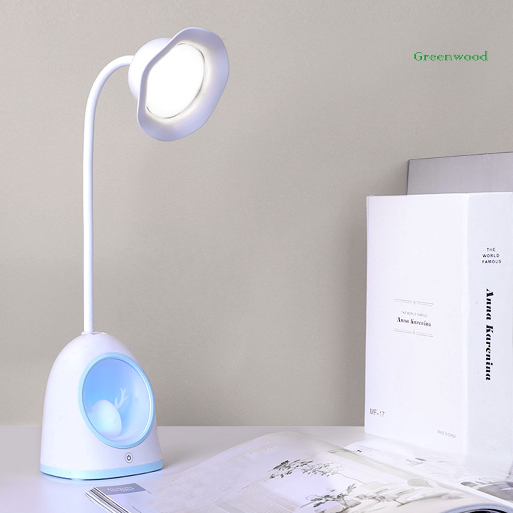 【Green】Eye Protection LED Snow Deer Desk Lamp Rechargeable Student Reading Night Light