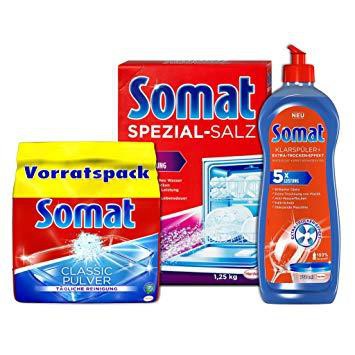 Combo Bột rửa Chén bát Somat + muối rửa bát+ nước làm bóng.