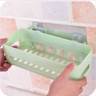 KỆ HÌNH CHỮ NHẬT ĐỂ VẬT DỤNG NHÀ BẾP, PHÒNG TẮM - KỆ NHỰA HÚT CHÂN KHÔNG GẮN TƯỜNG