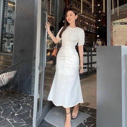 Đầm Dự Tiệc Cổ Tròn Eo Nhún Ty Fashion Che Khuyết Điểm Vòng Eo SML | BigBuy360 - bigbuy360.vn