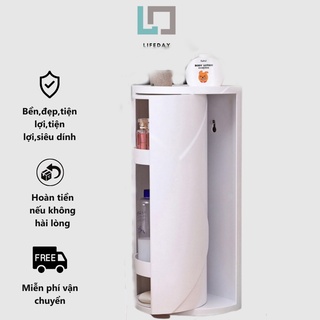 Kệ góc dán tường nhà tắm đa năng kết hợp xoay 360 độ tiện dụng,sang trọng - Kệ đựng mỹ phẩm để bàn,dán tường JULIA LD