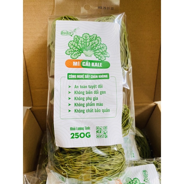 (Mẫu mới) Mì Rau Cải Kale Organic gói 250g