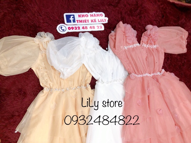 Ảnh &amp; video 10000% shop tự chụp . Đầm tầng đính hoa 3 D