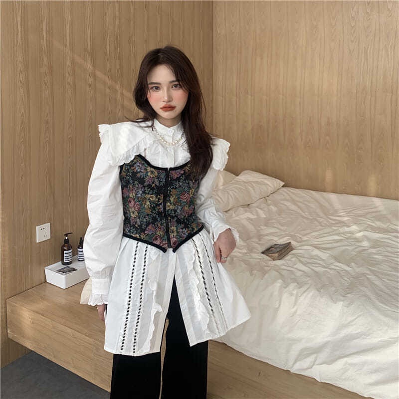 Áo Sơ Mi Trắng Tay Dài Thiết Kế Mới Phong Cách Hàn Quốc Cho Nữ 2021