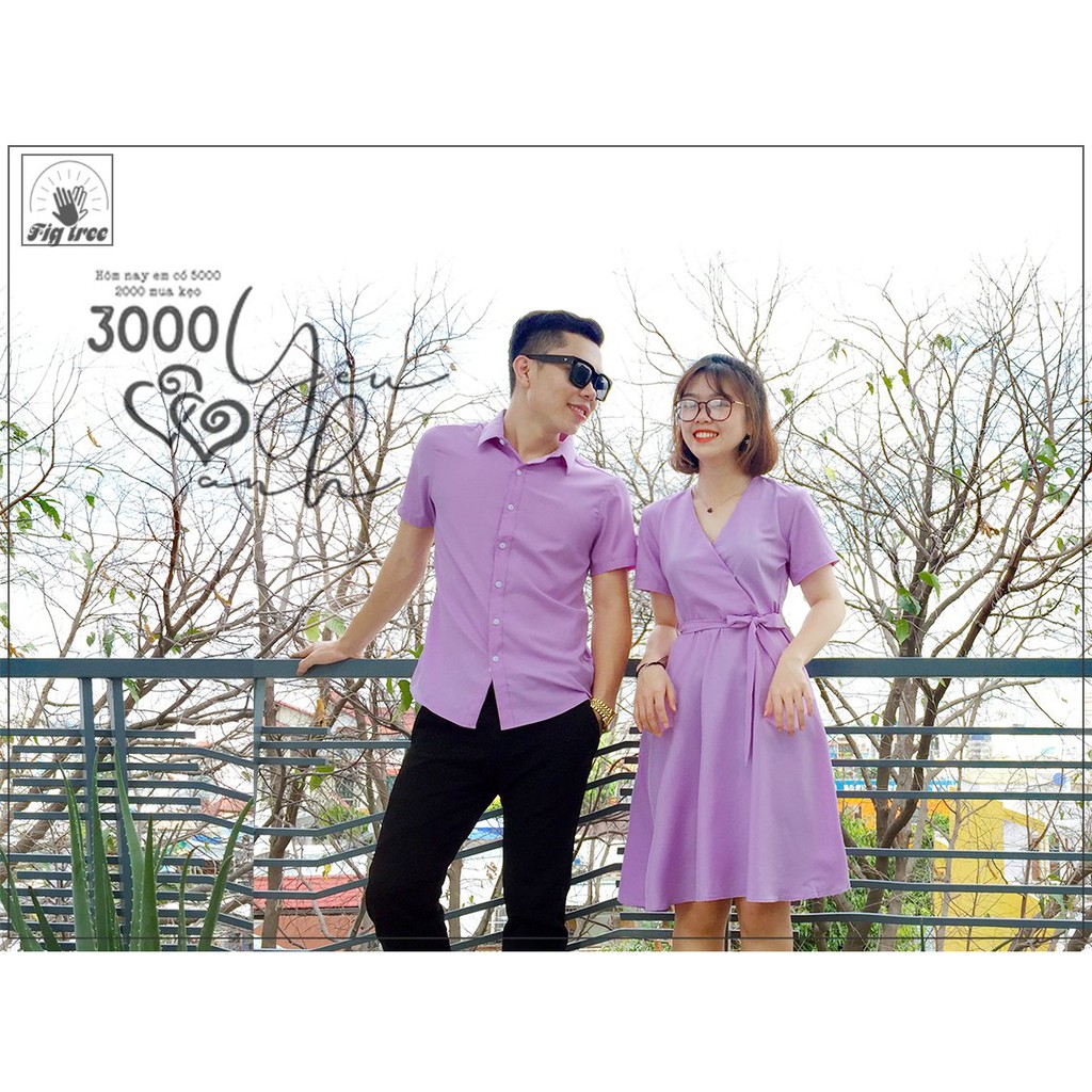 Set gia đình FIGTREE màu tím cà (TAY NGẮN) thủy chung kèm hình ảnh cận cảnh