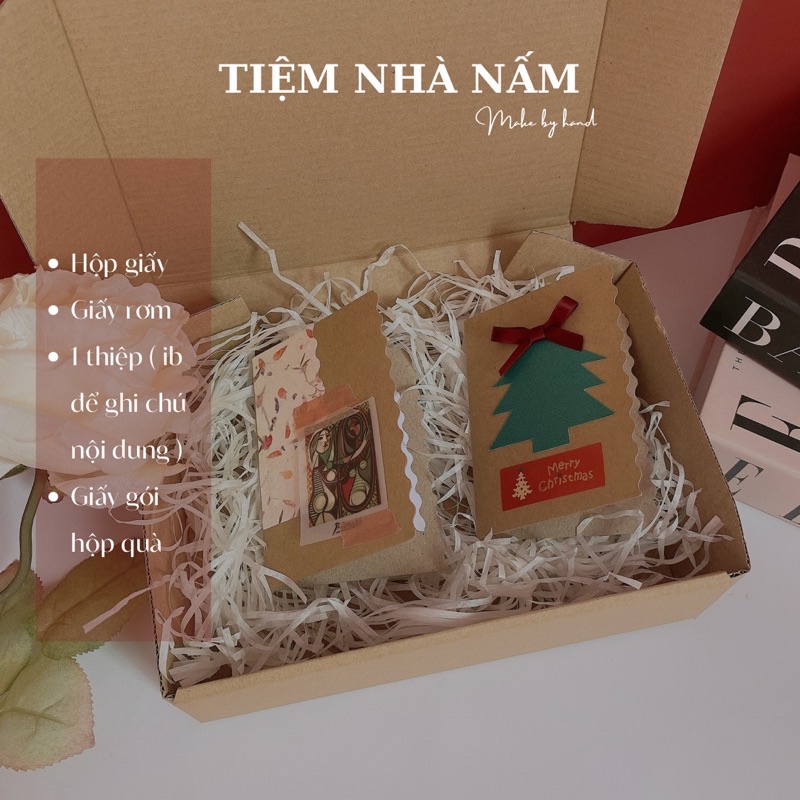 Dịch vụ gói quà noel, lễ, sinh nhật giấy kraft phong cách vintage sang trọng - [ Nhà Nấm handmade ]