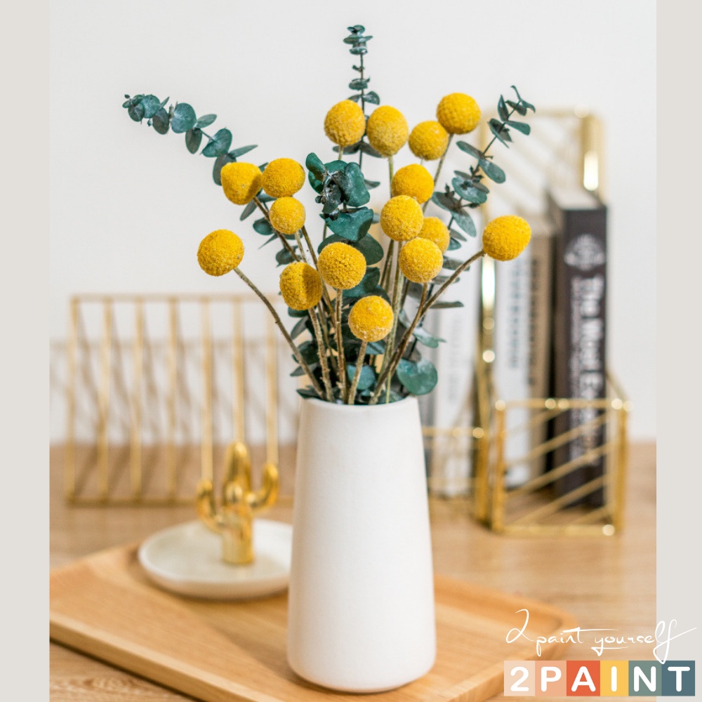 Hoa khô trang trí lọ thủy tinh, bông cúc tròn vàng decor, phụ kiện chụp ảnh