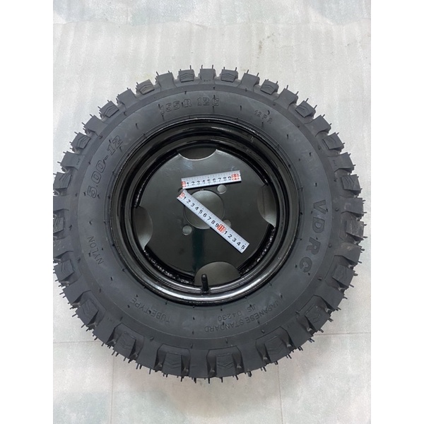 Bánh xe 500-12 tim ốc lazang 7x10 bao gồm 1 lốp,1 săm,1 lazang.lốp 12pr.lazang tim lỗ đo vuông 7cm.đo chéo 10cm