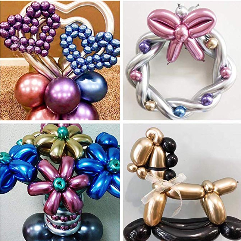 Set 10 Dây Dài Bằng Kim Loại Màu Crom Cột Bong Bóng Trang Trí Tiệc