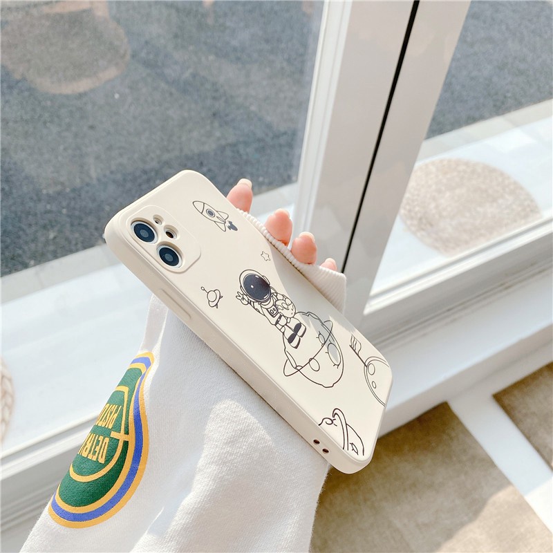 Ốp lưng iphone cạnh vuông phi hành gia mặt trăng cho 6/7/8/x/xs/xr/xsmax/11/12/13/plus/splus/mini/max/pro/promax-e02