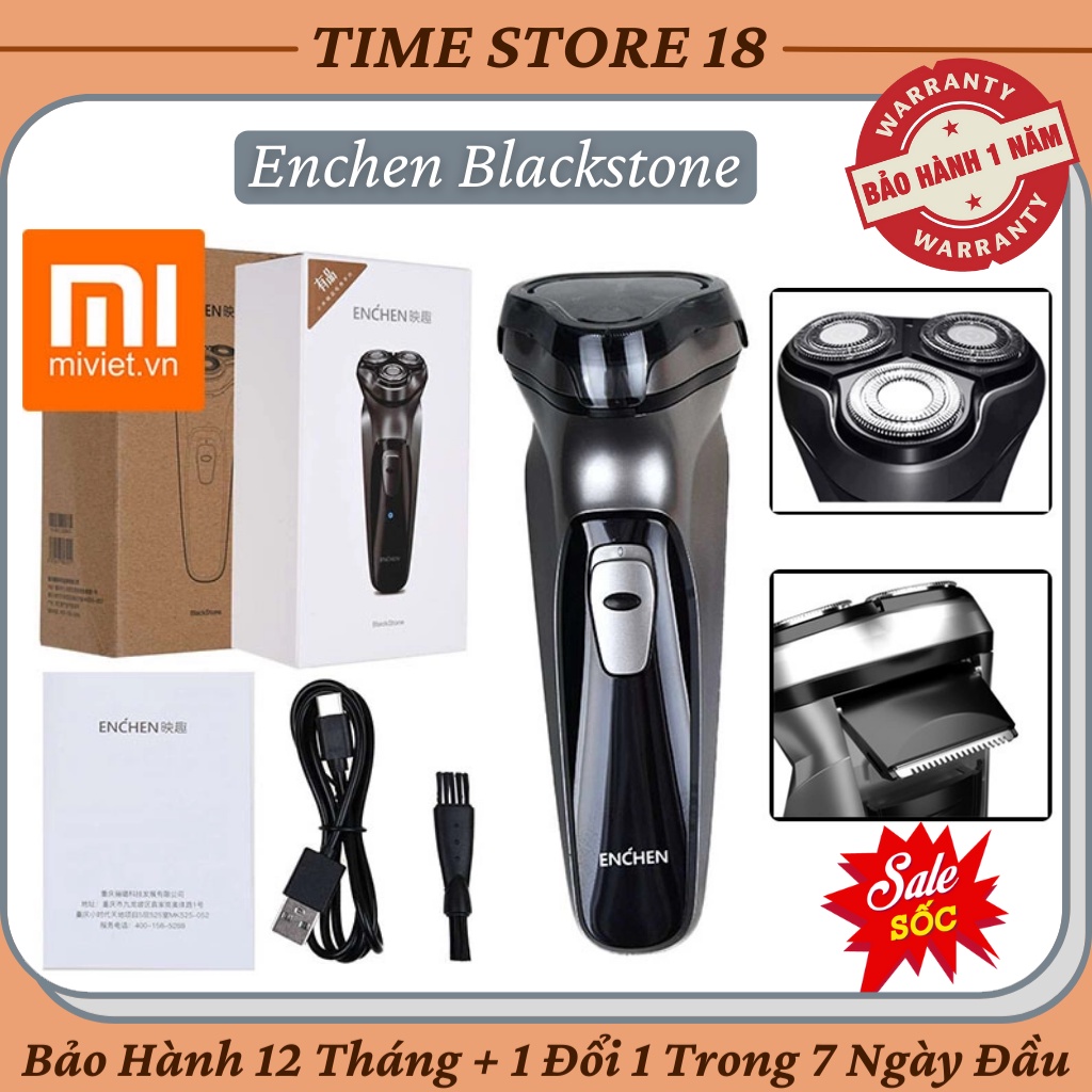 Máy Cạo Râu Xiaomi Enchen Blackstone 3 Đầu Lưỡi Cạo 3D Độ Kháng Nước IPX7 - Bảo hành 12 Tháng