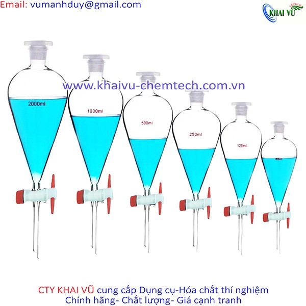 Phễu chiết tinh dầu phễu chiết quả lê các cỡ 60ml - 1000ml