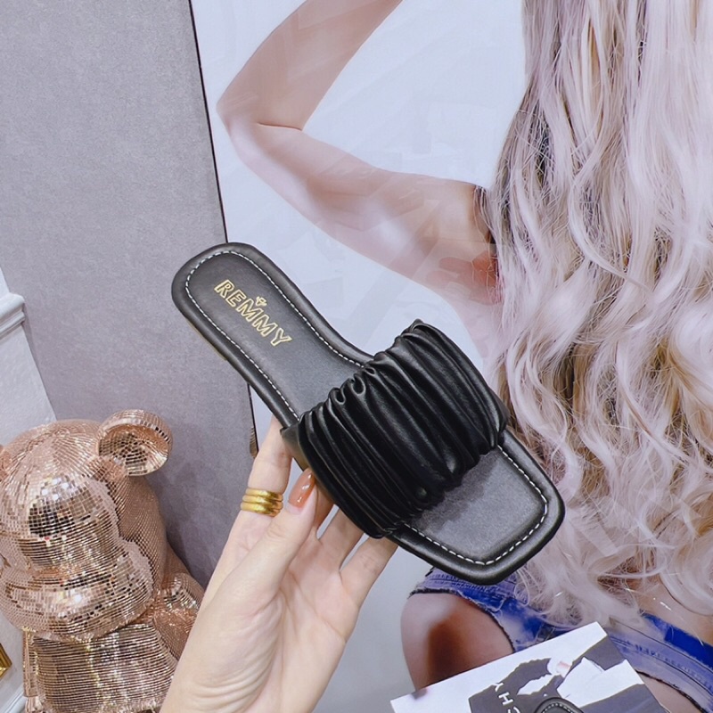 Dép bệt nữ quai nhún ngang da lì sale giá gốc
