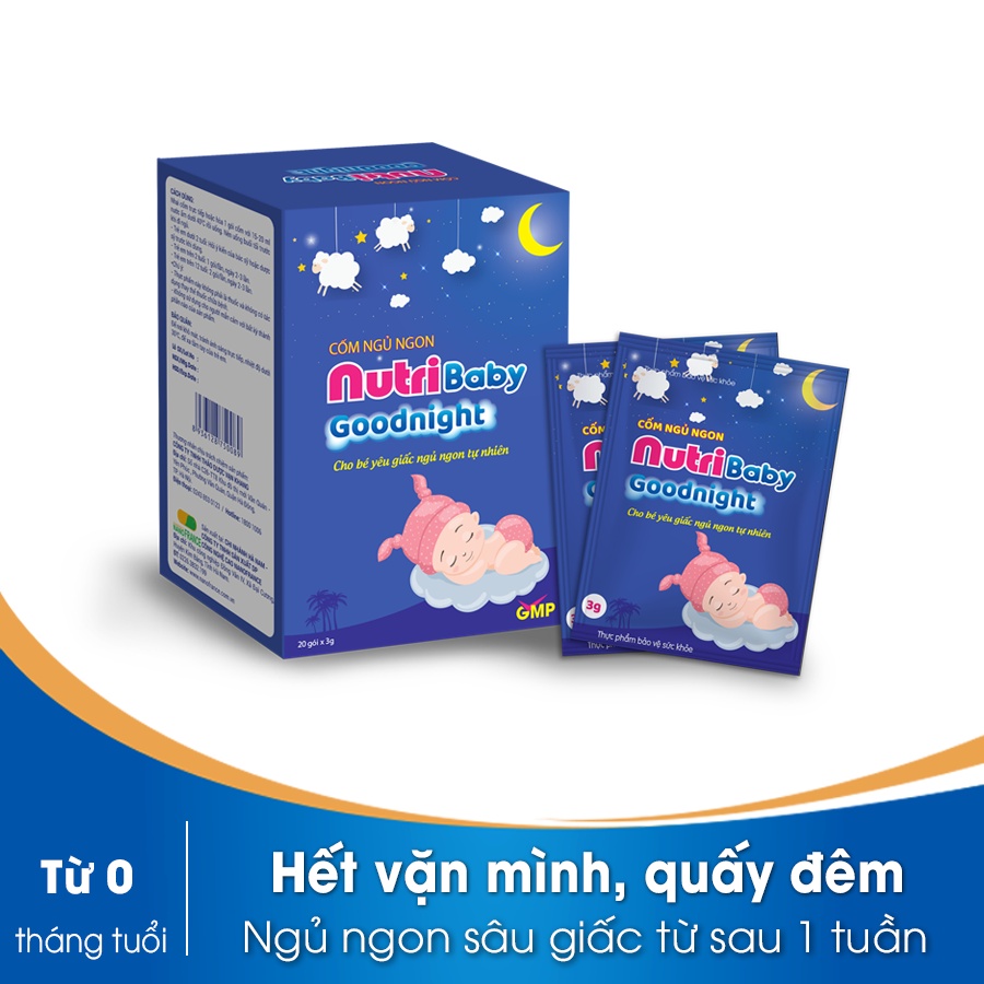Cốm Hỗ Trợ Ngủ Ngon Nutribaby Goodnight Giúp trẻ ngủ ngon hơn hộp 16 gói hạn dùng 2024