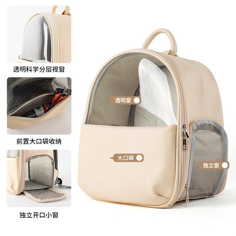 - Balo Da Vận Chuyển Thú Cưng- Balo Chó Mèo- Chống Nước- Có Mặt Kính- Thiết Kế Thời Trang