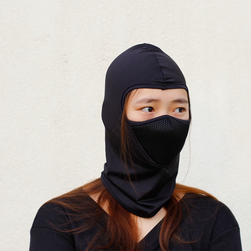 Khăn Phượt Trùm Đầu Ninja Điều Hòa Ari MÀU ĐEN Cao Cấp - Mặt Nạ Chống Nắng - Chống Tia Uv