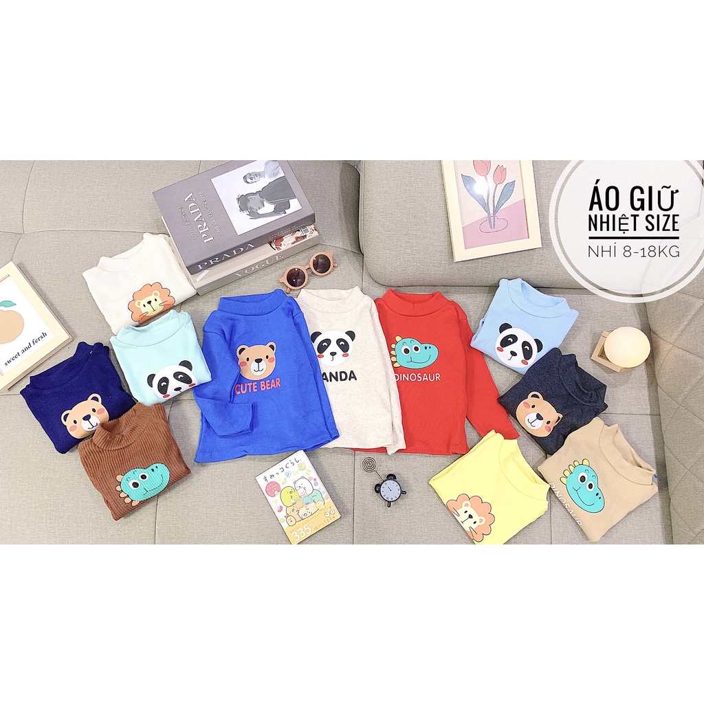 Áo thun cotton dài tay cổ 3p cho bé trai và bé gái 6-18kg