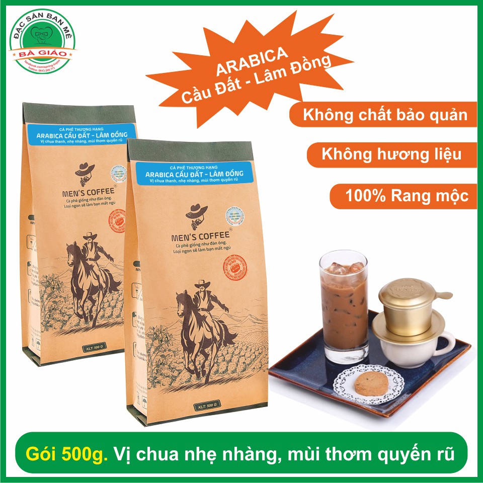Cà Phê HẠT Men's Coffee - Dòng ARABICA Đặc Sản Cầu Đất - Lâm Đồng gói 500gr (cà phê sạch, cà phê nguyên chất) | BigBuy360 - bigbuy360.vn
