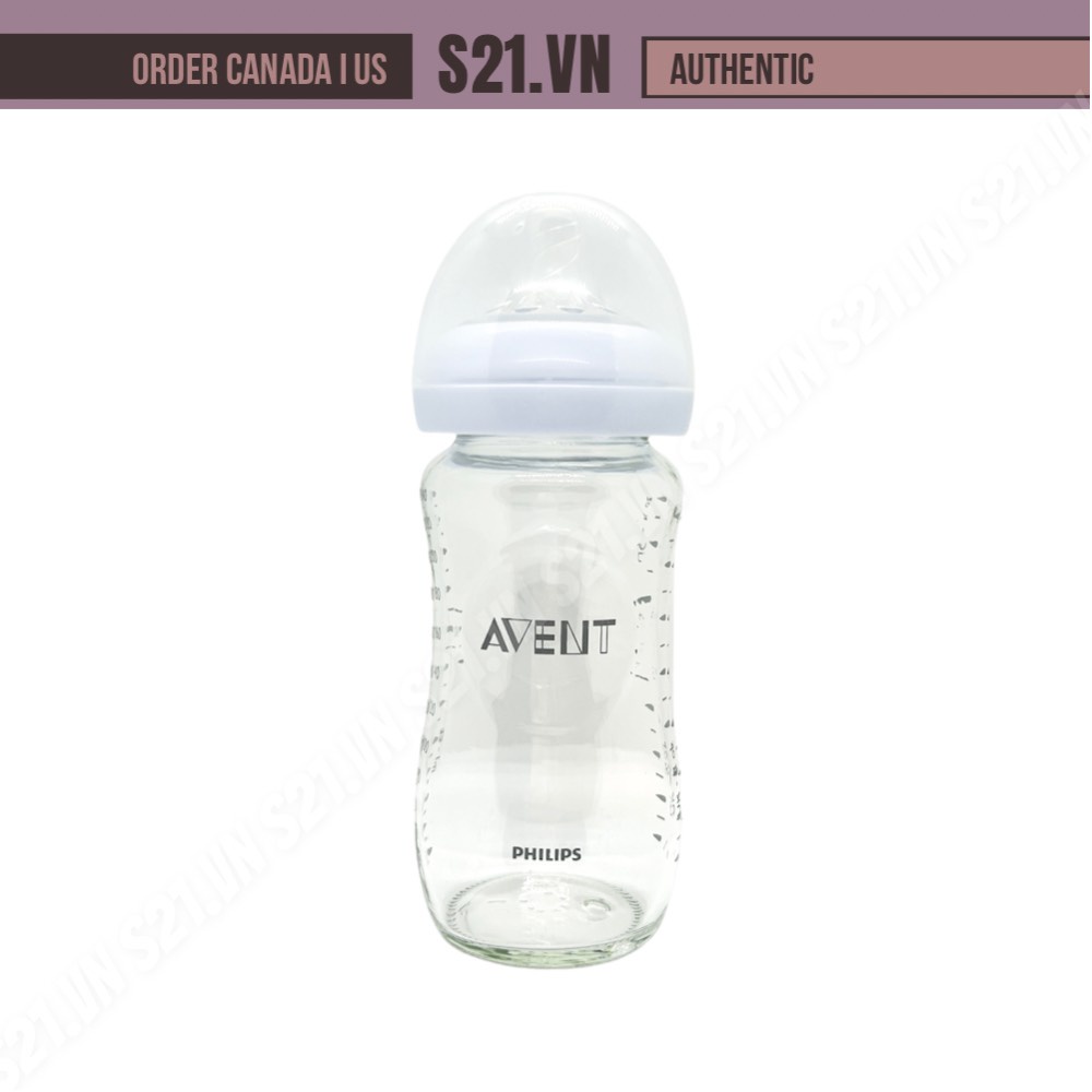 [Tách Set] Bình Sữa Thuỷ Tinh Cho Bé Từ 1 Tháng Tuổi Philips Avent Natural Glass Baby Bottle 240ml 1m+