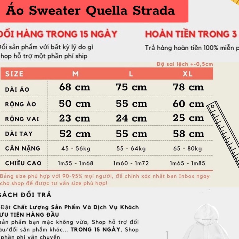 Áo sweater Sweater Quella strada unisex nỉ bông cotton dưới 80kg -  MOON UNISEX | BigBuy360 - bigbuy360.vn
