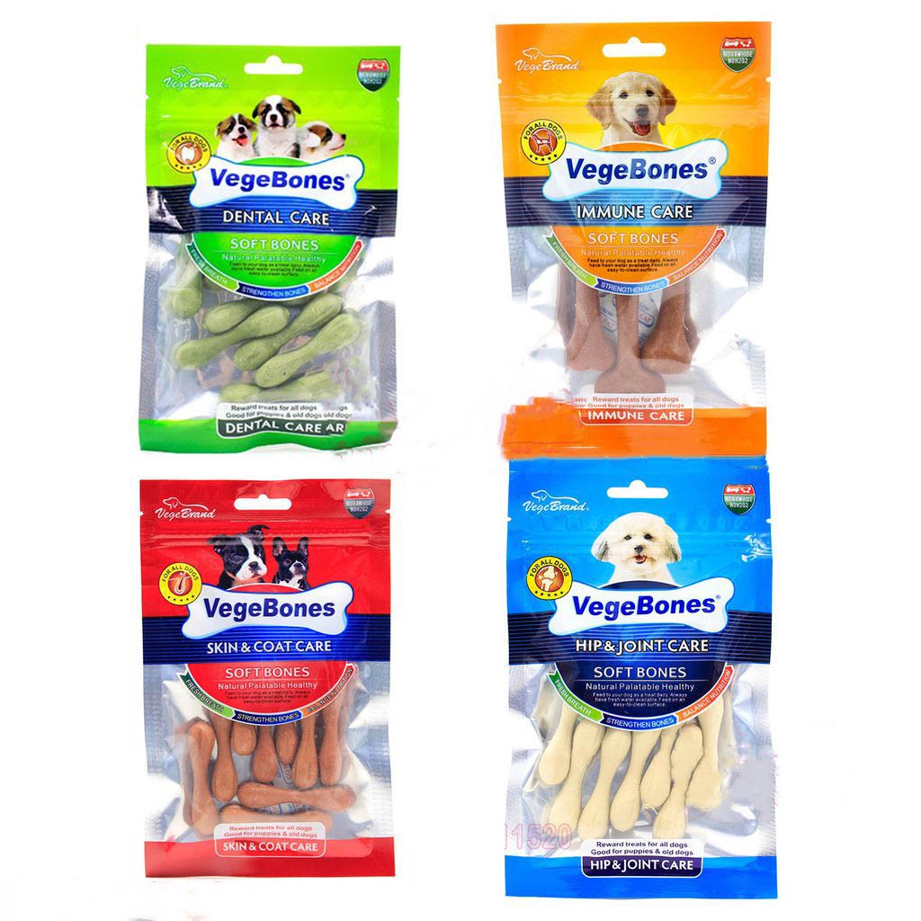 Xương Gặm Sạch Răng Mượt Lông Bổ Sung Canxi Hỗ Trợ Hệ Tiêu Hóa Cho Chó Vege Bones Gói 60g