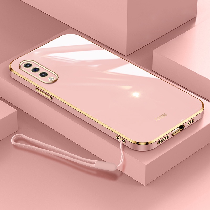 Ốp Điện Thoại Silicon Mạ Màu Kèm Dây Đeo Cho Samsung Galaxy A30S A50 A50S A03 A02 A30 A20 A10 M10