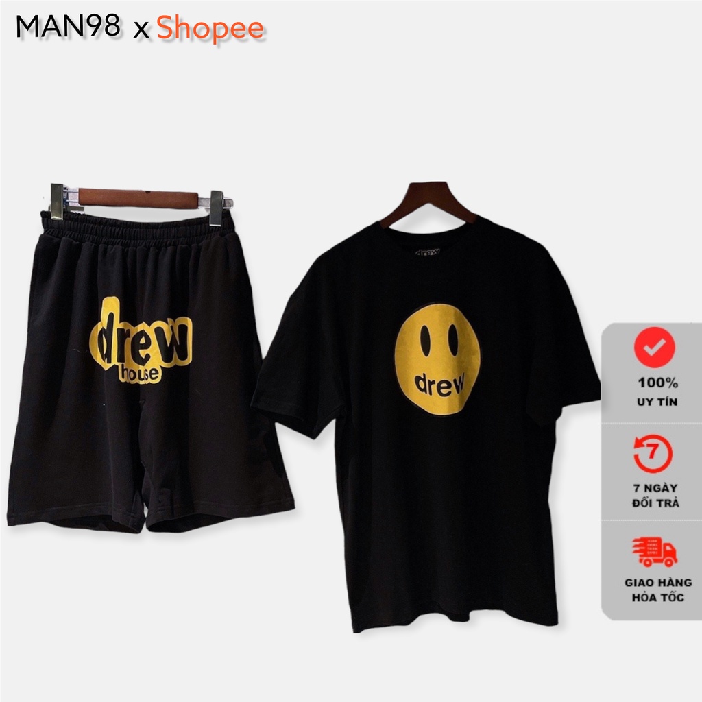 Đồ bộ thể thao nam in hình mặt cười drew hot trend BST21
