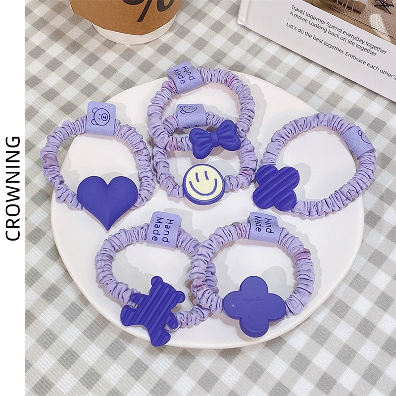 Dây Buộc Tóc Cao Su Co Giãn Loại Lớn Họa Tiết Hoa Xinh Xắn Thời Trang Cho Nữ F901