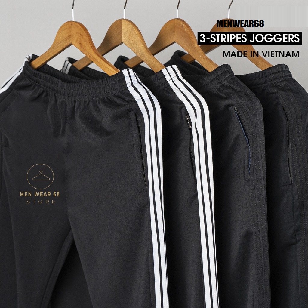 Quần jogger nam nữ dáng hàn Menwear68 Quần ống rộng nam thể thao 3 sọc thu đông Chất Poly 2 Da Cao Cấp