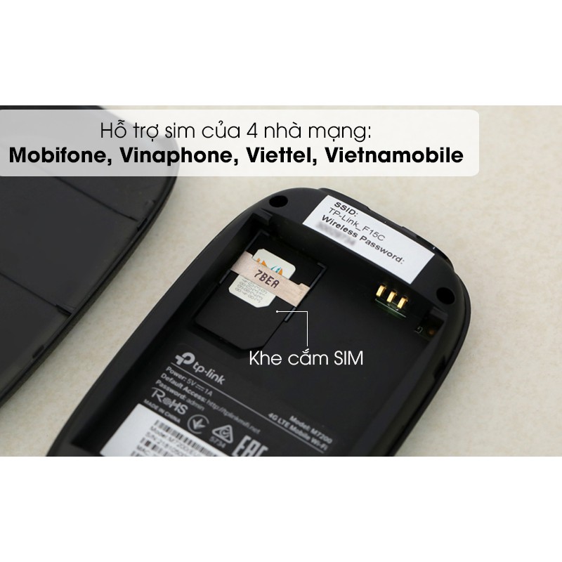 Bộ Phát Wifi Di Động 4G LTE 150Mbps TP-link M7000 Đen