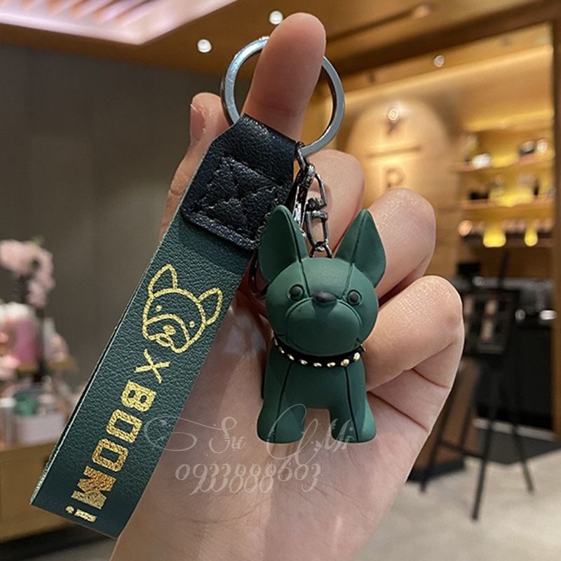Móc khóa chó con nhiều màu dễ thương- Móc khóa thời trang cute cún con dây da đủ màu
