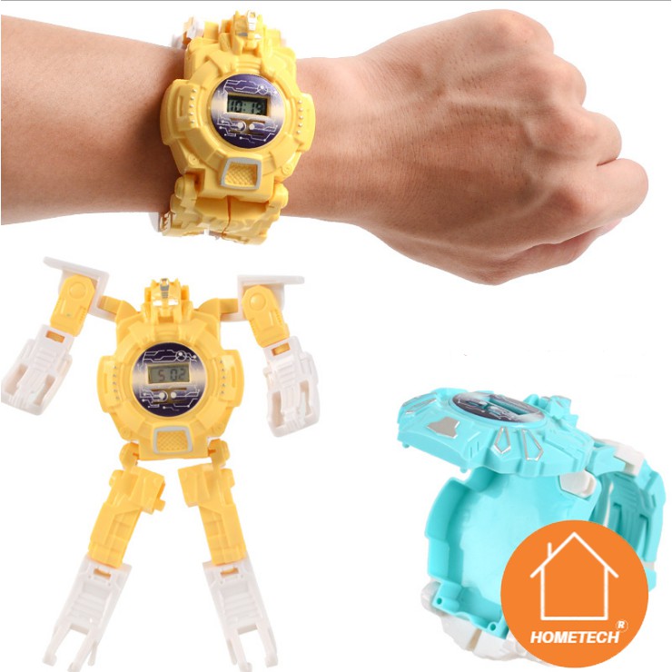 Đồng hồ điện tử trẻ em biến hình robot siêu ngầu, đồ chơi robot kiêm đồng hồ